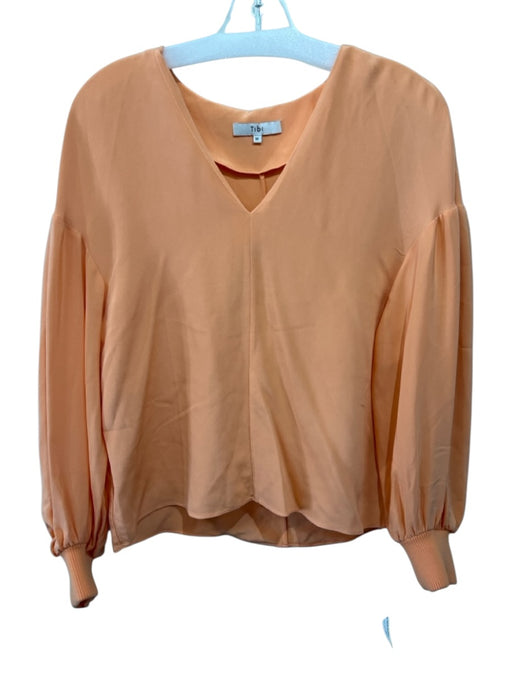 Tibi Size M Peach Pink Silk V Neck Top Peach Pink / M
