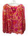 Trina Turk Size S/M Pink & Multi Silk & Viscose Split V Neck Top Pink & Multi / S/M