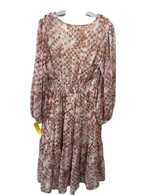 Aqua Size M Pink & Multi Polyester Tiered Metallic Thread Smocked V Neck Dress Pink & Multi / M