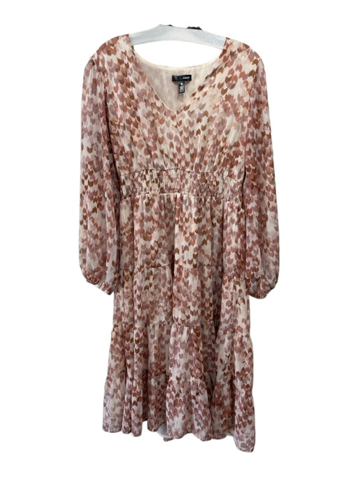 Aqua Size M Pink & Multi Polyester Tiered Metallic Thread Smocked V Neck Dress Pink & Multi / M
