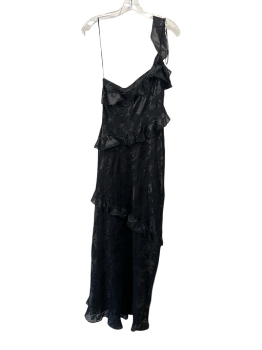 ASTR The Label Size L Black Polyester One Shoulder Asymmetric Ruffle Dress Black / L