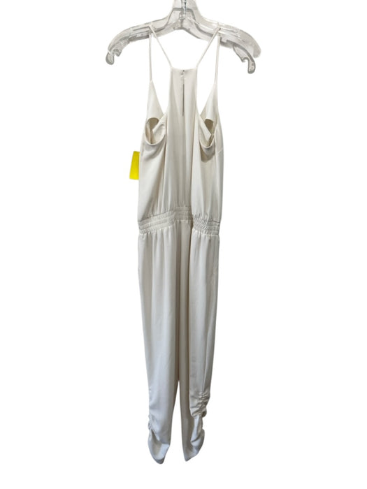 Amanda Uprichard Size S Cream Polyester Sleeveless V Neck Ruched Jumpsuit Cream / S
