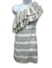 Saks Fifth Avenue Size XS White & Black Rayon One Shoulder Striped Ruffle Dress White & Black / XS