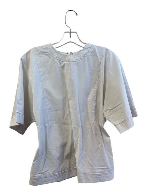 COS Size 36 White Cotton Blend Round Neck Short Sleeve Back Zip Seam Detail Top White / 36