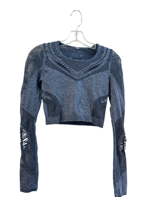 Alo Size Est Small Blue No Fabric Tag Round Neck Long Sleeve Heathered Top Blue / Est Small