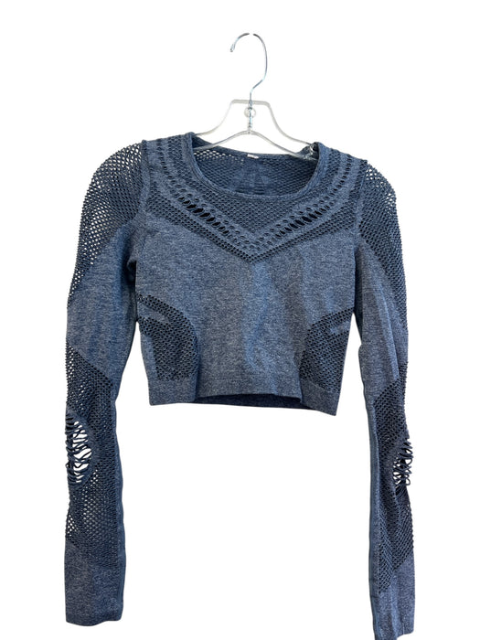 Alo Size Est Small Blue No Fabric Tag Round Neck Long Sleeve Heathered Top Blue / Est Small