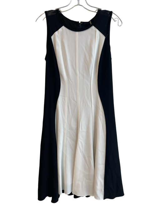 Elie Tahari Size 4 Black & White Triacetate Blend Colorblock Round Neck Dress Black & White / 4
