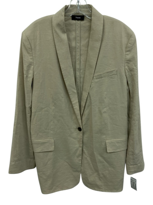 Theory Size 12 Beige Synthetic Solid Shawl collar Blazer Men's Jacket Beige / 12