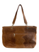 Vera Pella Brown Leather & Suede 2 Handles Tassel Goldtone Hardware Top Zip Bag Brown / Large