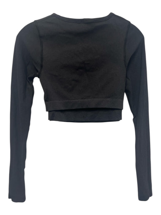 No Brand Size S Black Nylon Athletic Crop Top Long Sleeve Top Black / S