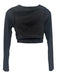 No Brand Size S Black Nylon Athletic Crop Top Long Sleeve Top Black / S