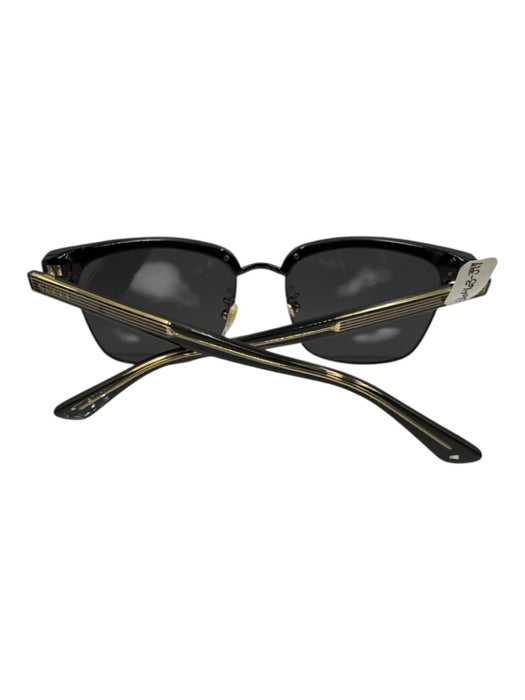 Gucci Black Rectangle frames Gucci Stripe gold accent Sunglasses Black