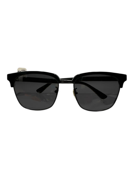 Gucci Black Rectangle frames Gucci Stripe gold accent Sunglasses Black