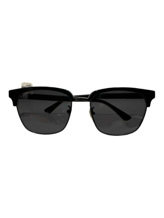 Gucci Black Rectangle frames Gucci Stripe gold accent Sunglasses Black