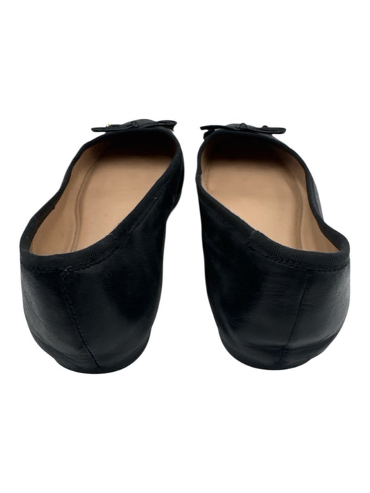 Tory Burch Shoe Size 38.5 Black Leather Ballet Flat Bow Detail Charm Shoes Black / 38.5