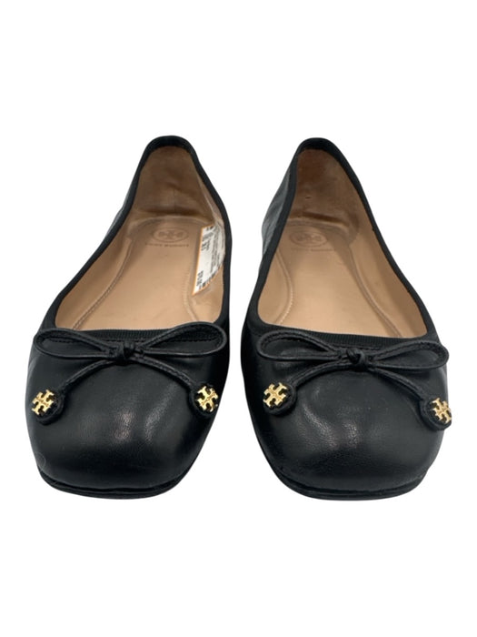 Tory Burch Shoe Size 38.5 Black Leather Ballet Flat Bow Detail Charm Shoes Black / 38.5