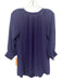 Shoshanna Size 0 Purple Silk Long Sleeve Button Detail Gathered Pleated Top Purple / 0