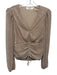 ASTR Size Medium Blush Beige Polyester Long Sleeve Metallic Thread V Neck Top Blush Beige / Medium