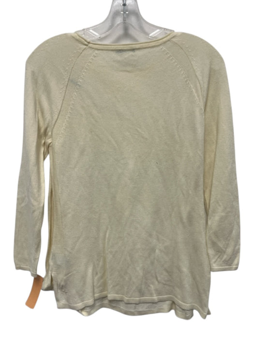 J Mclaughlin Size XS Pale Yellow Soybean Blend Long Sleeve Knit rolled hem Top Pale Yellow / XS