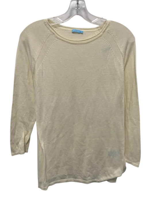 J Mclaughlin Size XS Pale Yellow Soybean Blend Long Sleeve Knit rolled hem Top Pale Yellow / XS