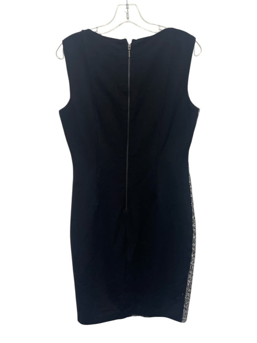 Elie Tahari Size 8 Black & White Cotton Blend Sleeveless Jacquard Wavy Dress Black & White / 8