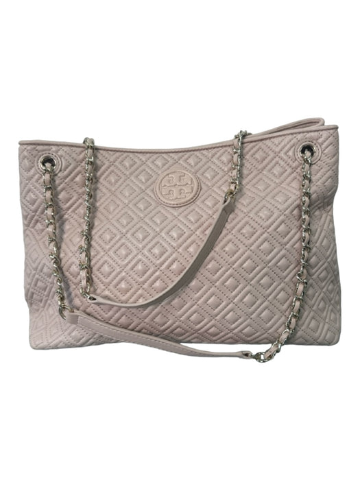 Tory Burch Pale Pink Leather Diamond Quilted Tote Chain Strap Bag Pale Pink / L