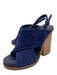 Vince Shoe Size 35 Navy Blue & Brown Suede & Wood Criss Cross Peep Toe Pumps Navy Blue & Brown / 35