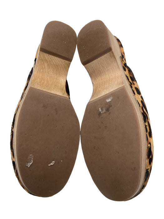 J Crew Shoe Size 5 Brown & Black Cowhide Ponyhair Animal Print Mule Clogs Brown & Black / 5