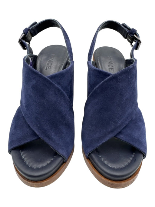 Vince Shoe Size 5 Navy Blue Suede Criss Cross Gunmetal Hardware Sandals Navy Blue / 5