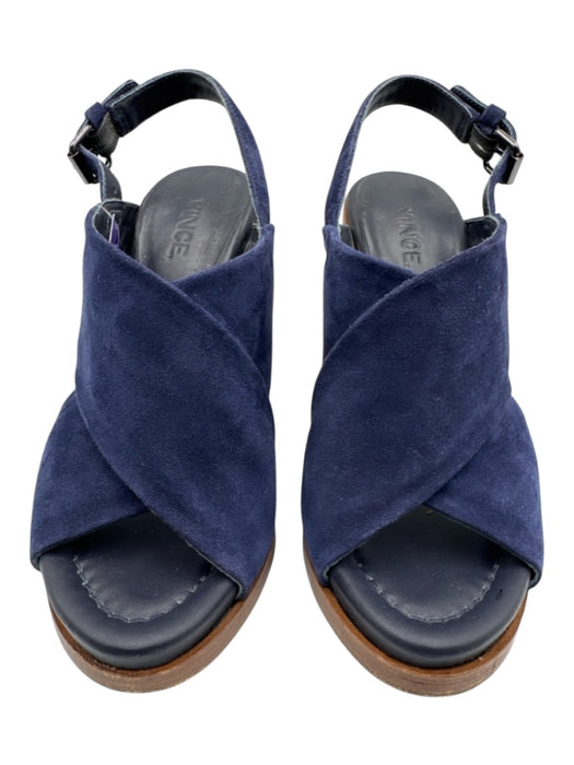 Vince Shoe Size 5 Navy Blue Suede Criss Cross Gunmetal Hardware Sandals Navy Blue / 5