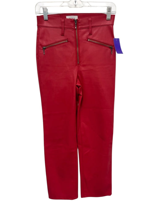 Pistola Size 24 Red Polyurethane Pleather High Rise Straight Leg Pants Red / 24