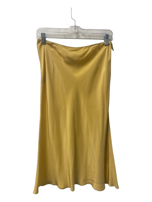 Prada Size 44 Yellow Missing Fabric Tag Side Zip Midi Darted Flared Hem Skirt Yellow / 44