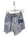 Retrofete Size XS Light Wash Cotton Mini Patches Frayed Hem Denim Skirt Light Wash / XS
