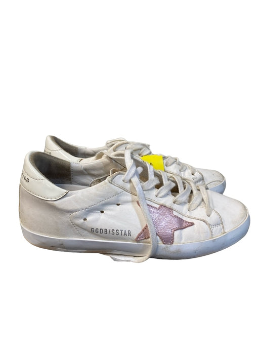 Golden Goose Shoe Size 36 White & Pink Leather Low Top lace up Logo Sneakers White & Pink / 36