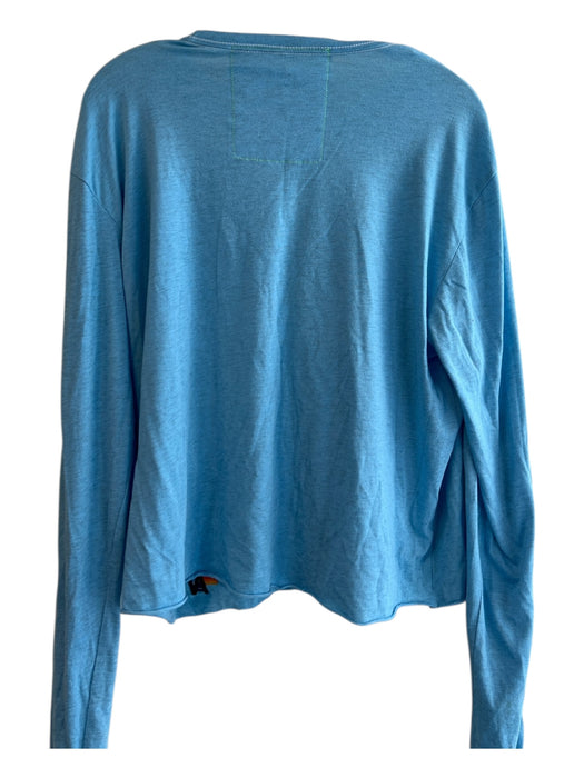 Aviator Nation Size XL Sky Blue Cotton Blend Long Sleeve Round Neck Cropped Top Sky Blue / XL