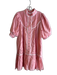 Pomander Place Size XXL Pink Rayon Blend stand collar Short Puff Sleeve Dress Pink / XXL