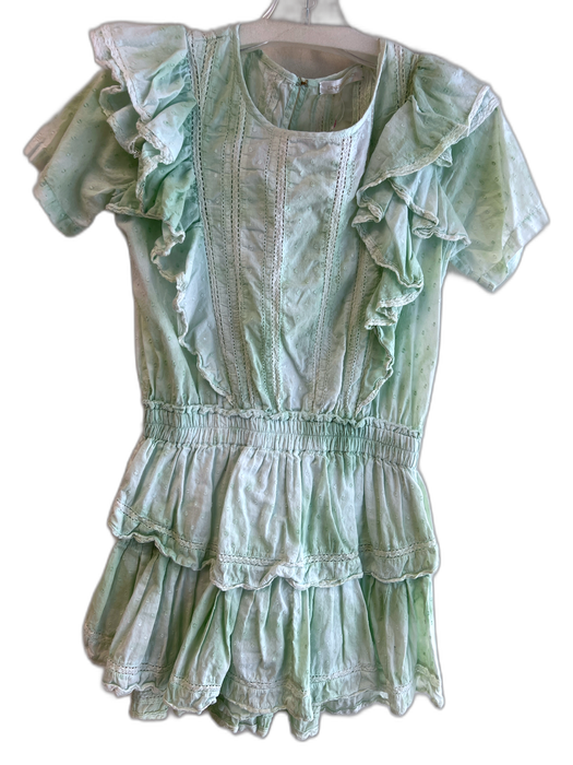 Love Shack Fancy Size S Mint Green Cotton Round Neck Ruffle Cap Sleeve Dress Mint Green / S