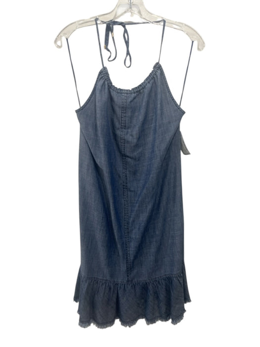 Trina Turk Size S Chambray Lyocell & Linen Frayed Hem Halter Tie Dress Chambray / S