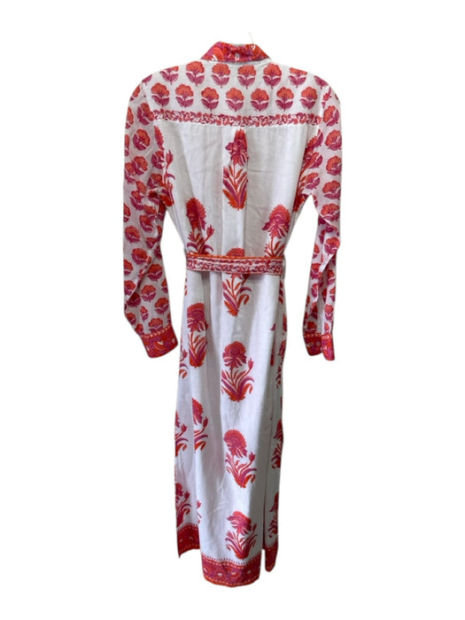 Bella Tu Size XS Pink, Orange, White Cotton Long Sleeve block print floral Dress Pink, Orange, White / XS