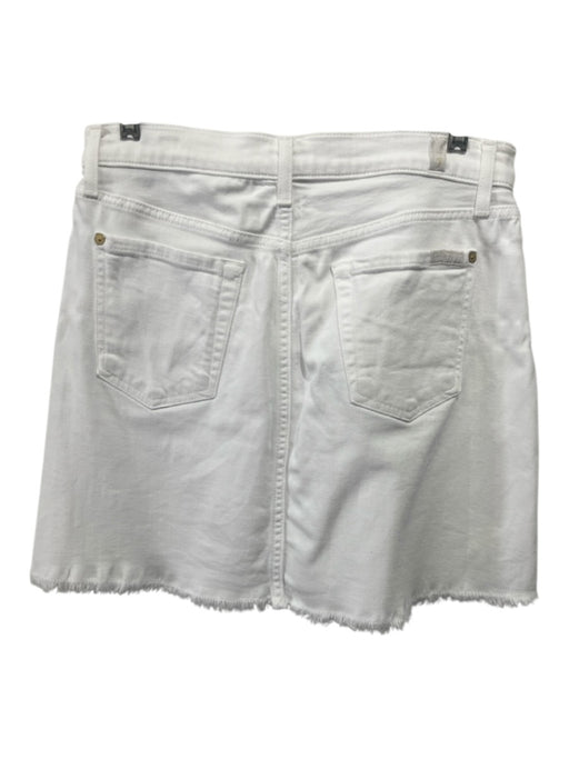 7 For All Mankind Size 28 White Cotton Frayed Hem Zip Fly Skirt White / 28