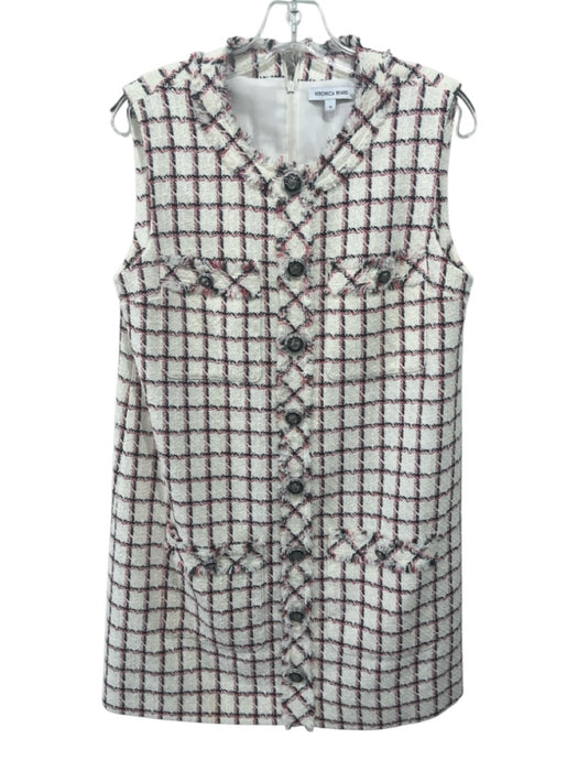 Veronica Beard Size 10 Cream & Multi Cotton & Polyester Button Detail Dress Cream & Multi / 10