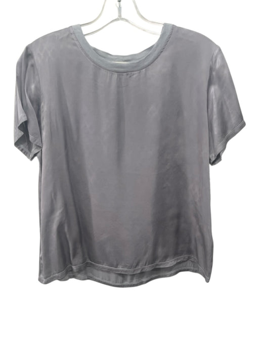 Nation Size S Silver Gray Viscose Satin Short Sleeve Top Silver Gray / S