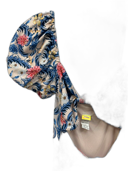 Agua Bendita Size M Cream Blue & Pink Polyester Blend Maxi Puff Sleeve Dress Cream Blue & Pink / M
