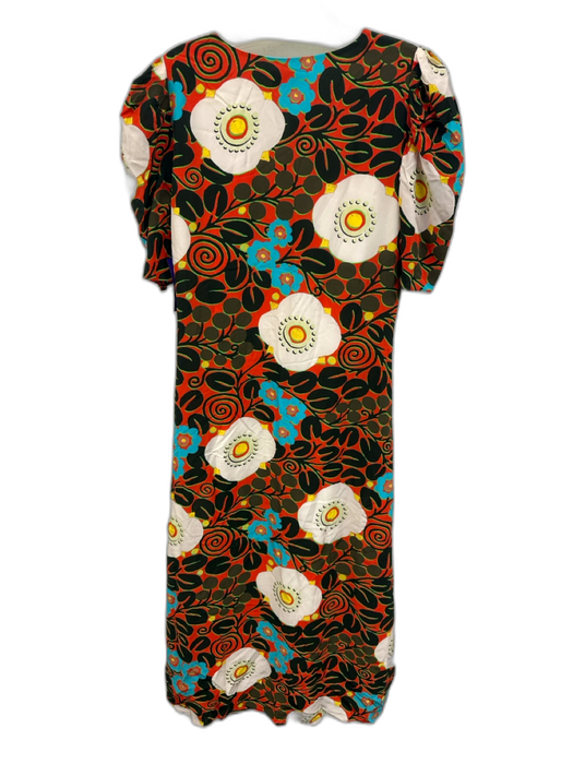 Rhode Size 2 white orange yellow black & blue Polyester V Neck Midi Jeans white orange yellow black & blue / 2