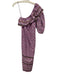 Sea New York Size S Purple Print Cotton Ruffle Trim One Sleeve Sash Midi Dress Purple Print / S