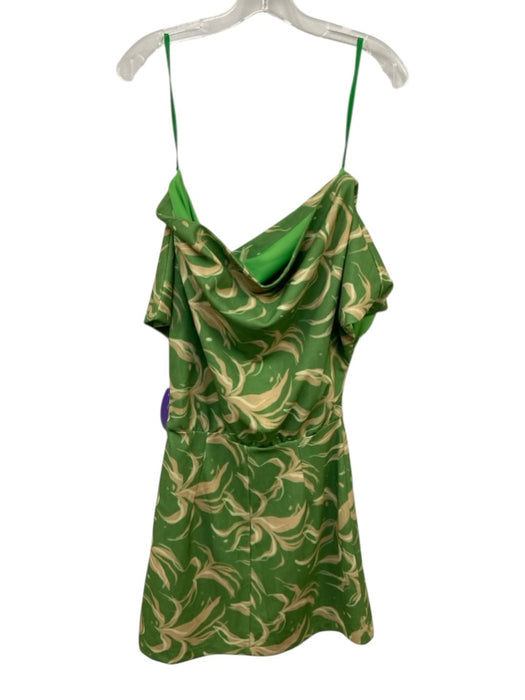 Alexia Admor Size S Green & Beige Polyester Blend Wide Neck Off Shoulder Dress Green & Beige / S