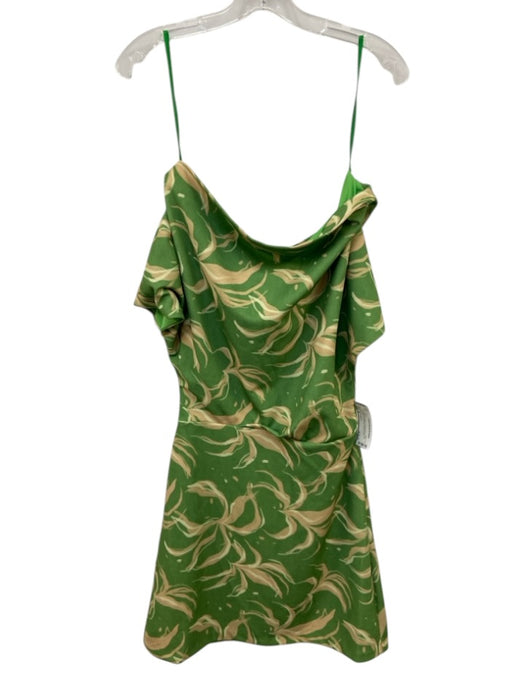 Alexia Admor Size S Green & Beige Polyester Blend Wide Neck Off Shoulder Dress Green & Beige / S