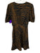 Staud Size 2 Brown & Black Rayon Blend Zebra Print Short Sleeve Side Zip Dress Brown & Black / 2