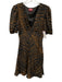 Staud Size 2 Brown & Black Rayon Blend Zebra Print Short Sleeve Side Zip Dress Brown & Black / 2