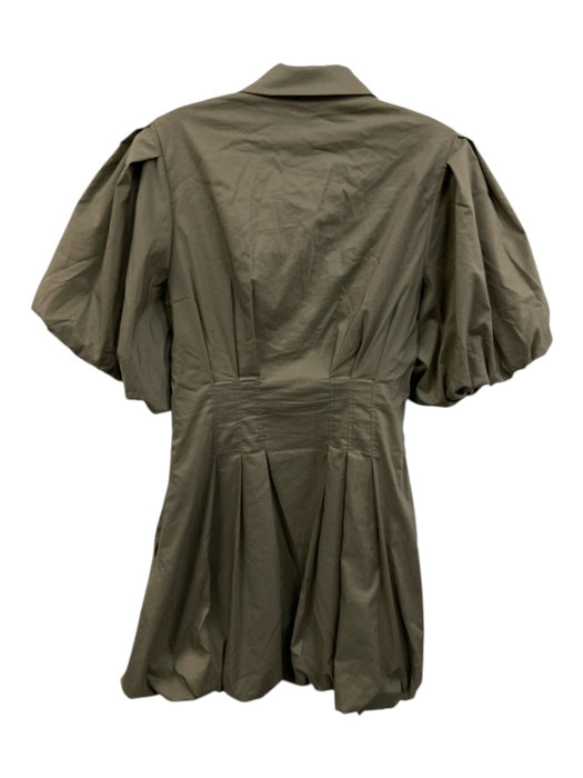Jonathan Simkhai Size 4 Sage green Cotton Blend Button Down Bubble Hem Dress Sage green / 4
